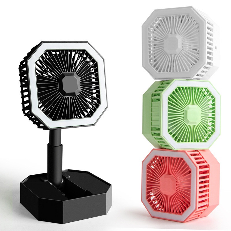 Kipas Angin Portable 2 IN 1 Mini Fan LED Lipat kotak kecil universal Kipas Pendingin lampu belajar tidur hias meja hemat tempat penyejuk multifungsi