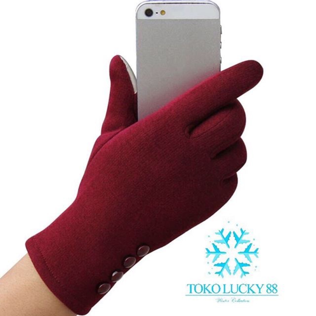 IMPORT MOLLAD Glove Kancing Sarung tangan thermal touchscreen Wanita Musim Dingin model Kancing Woman Glove Winter IMPORT