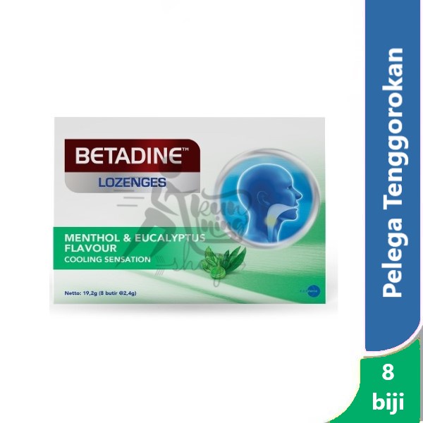 

Betadine Sore Throat Lozenges Menthol & Eucalyptus @ 8 biji - pelega tenggorokan