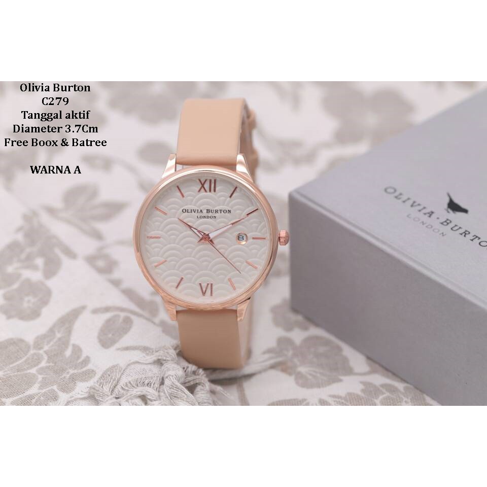 Jam Tangan Wanita/Cewek OLIVIA BURTON Tanggal aktif tali kulit bulat cantik