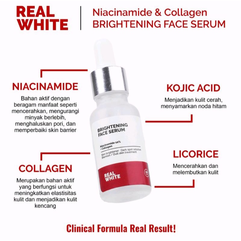 REAL WHITE Niacinamide + Collagen Brightening Face Serum 20ml