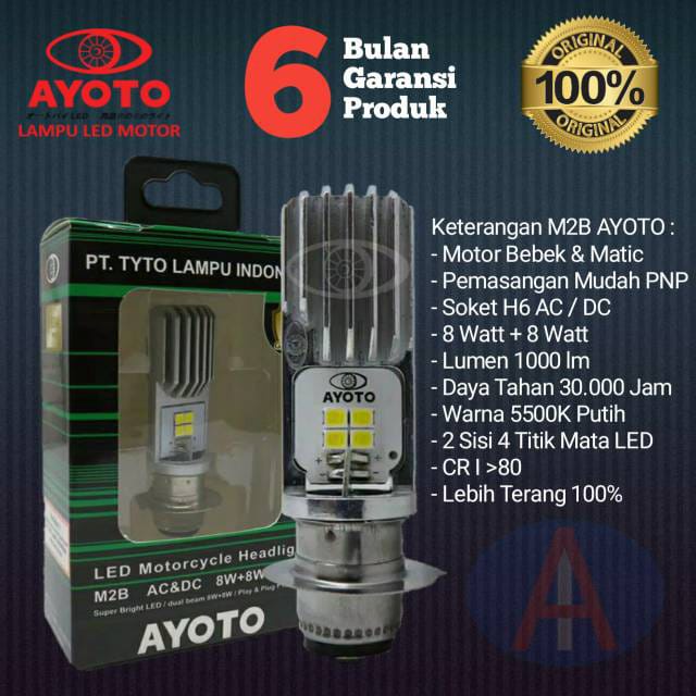 LAMPU DEPAN LED  MODEL AYOTO M2B AC DC BEBEK MATIC / LAMPU H6