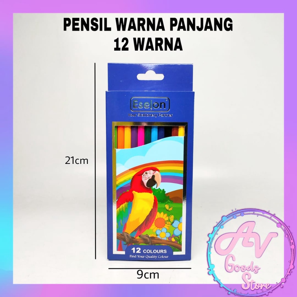 pensil warna / color pencil 12colors / PENSIL WARNA PANJANG PENDEK 12 WARNA ESELON-PANJANG