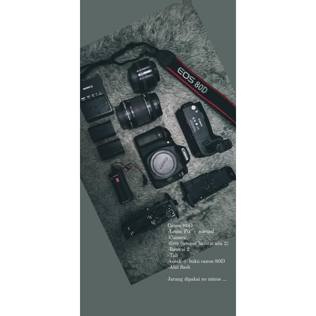 Canon 80D 1 set lengkap