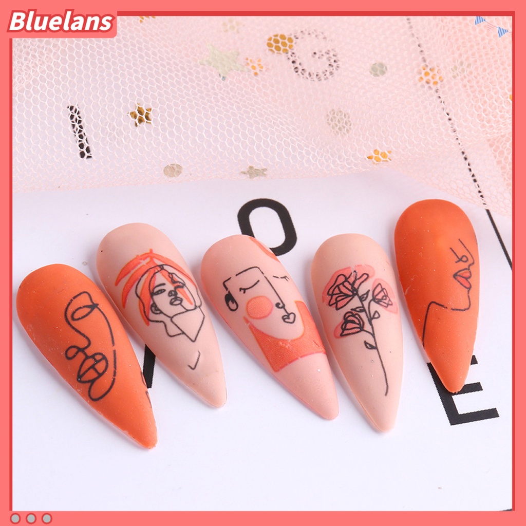 Bluelans 10 Pcs Stiker Kuku Desain Wajah Geometris Warna-Warni Untuk Salon Nail Art