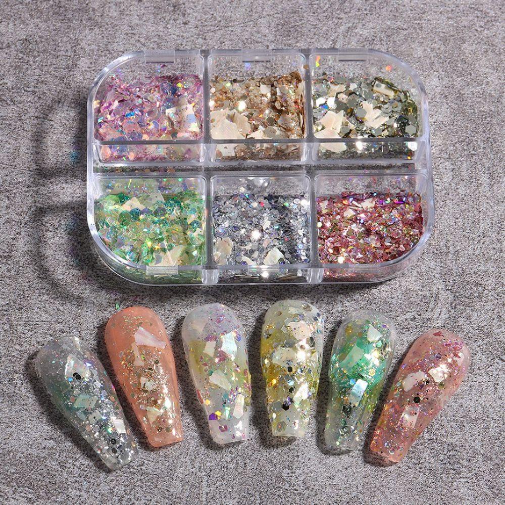 AUGUSTINA Agustina Nail Art Sequin Dream Color Hologram Kuku Kecantikan Hexagon DIY Nail Sequin Manicuring Flakes