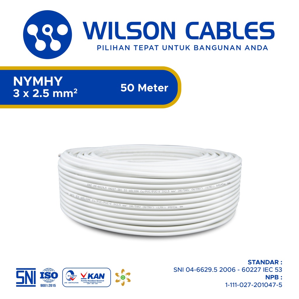 Jual Kabel NYMHY 3x2 5 Mm2 50 Meter Putih Kabel Serabut NYMHY Wilson 