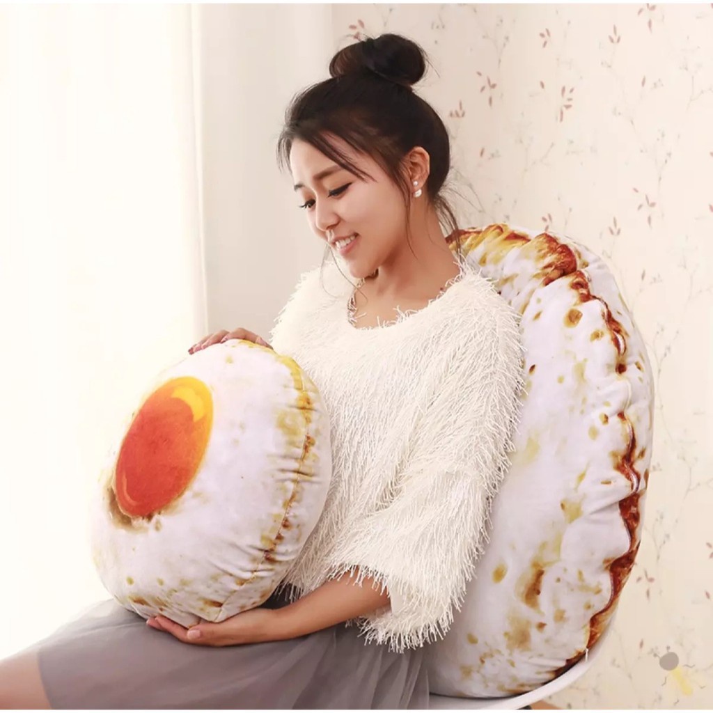 Boneka Bantal Sofa Karakter Telur/Telor Mata Sapi Mirip Asli Bahan Halus Lembut Dan Empuk