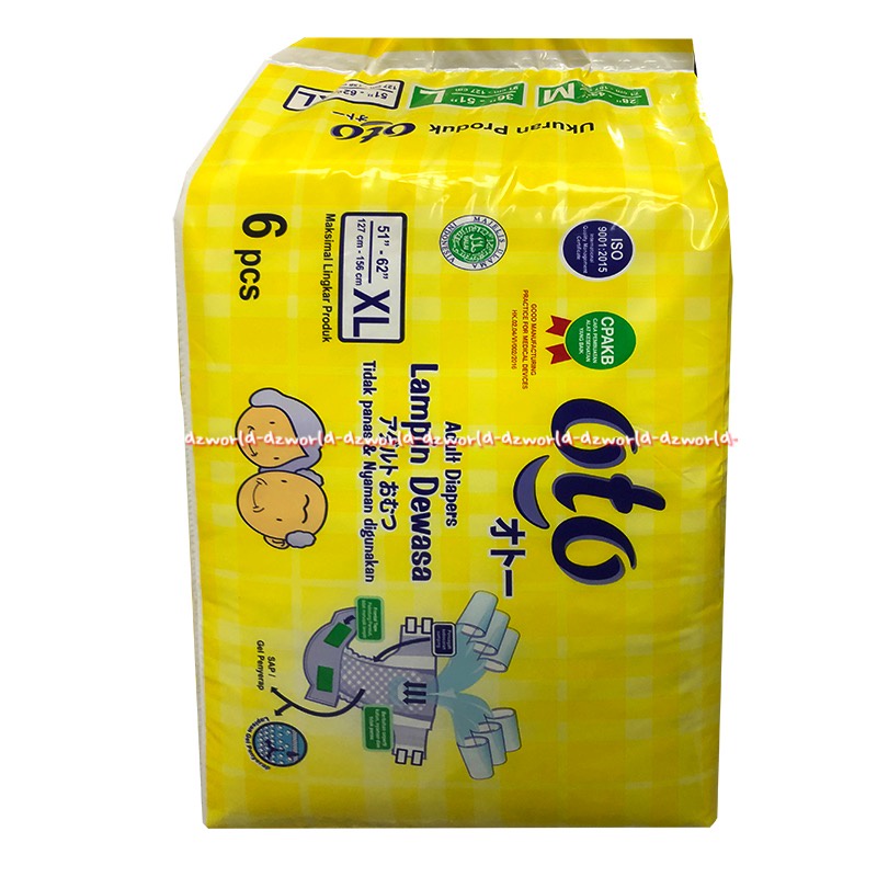 Oto Adult Diapers XL 6 Cool &amp; Comfortable Orang Tua Lampin Dewasa Popok Perekat Dewasa Orang Tua Otto kuning XL6