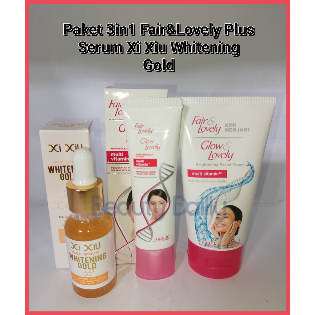 PROMO Paket 3 IN 1 Fair & Lovely - Facial Foam 50g + Pelembab Krim Pemutih Harian Fair & Lovely Mult