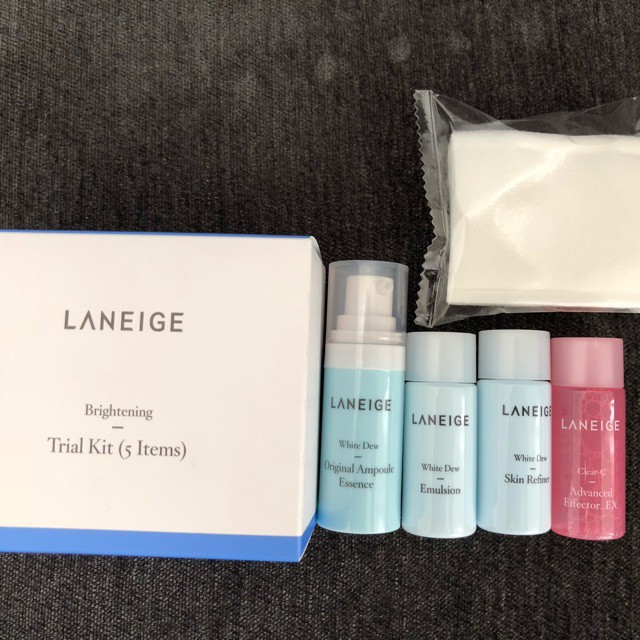 LANEIGE BRIGHTENING TRIAL KIT 5 ITEMS ( WHITE DEW WITH CLEAR C ADVANCED EFFECTOR )