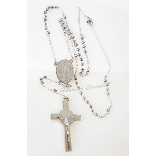 Kalung Rosario Silver Kalung Rohani Kalung Doa Rosario Titanium Impor RS03