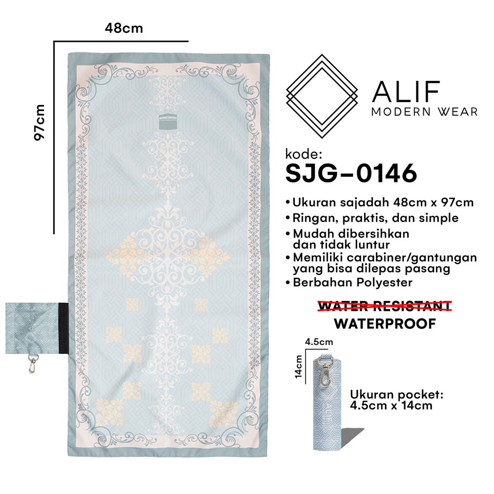 ALIF SAJADAH GENGGAM TRAVEL / SAKU / PORTABLE / WATERPROOF ( ALIF MODERN WEAR SJG-0146 )
