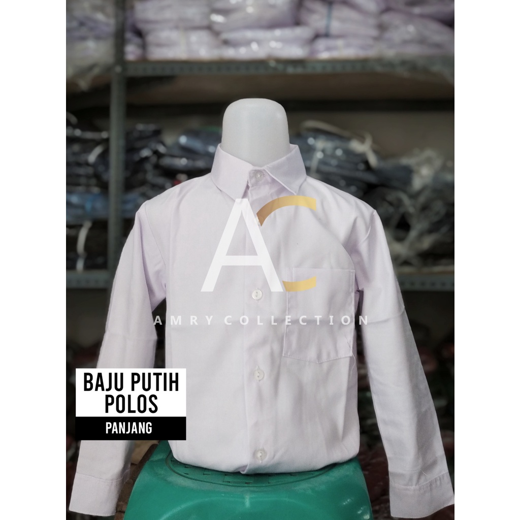 Baju putih polos SMP SMA Lengan Panjang Kemeja dewasa tanpa BET