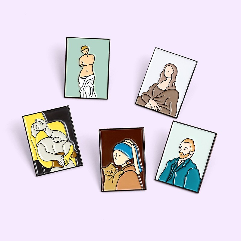 Bros Pin Desain Kartun Lukisan Minyak Van Gogh Venus Bahan Kanvas Untuk Hadiah Teman