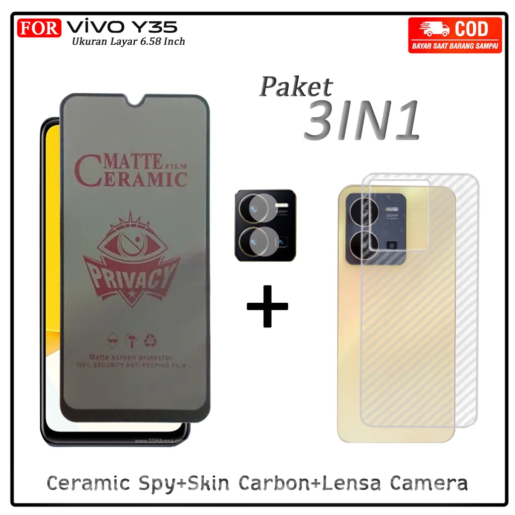 Promo 3in1 Tempered Glass AG Matte Vivo Y35 Y22 Y02t Y53s Y02 2022 Anti Gores Kaca Full Layar