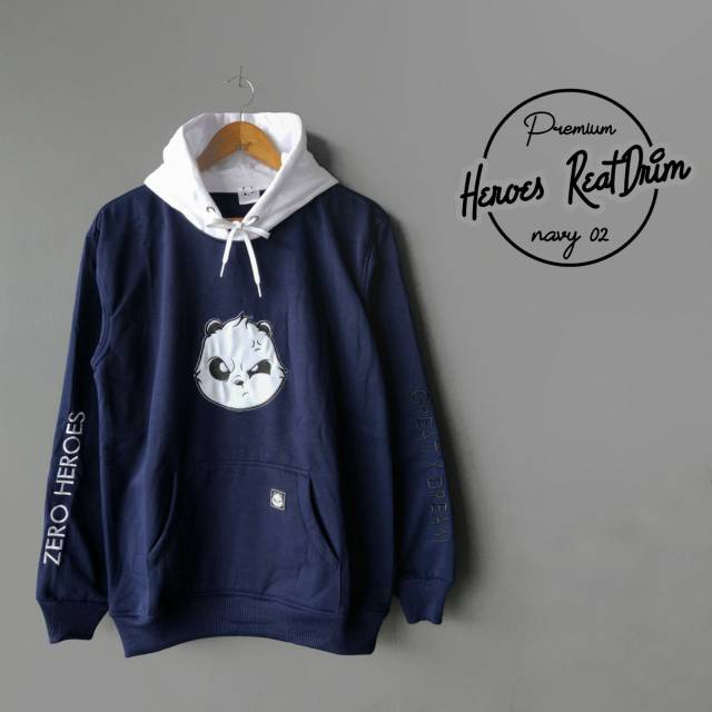 ZHERO BEAR HEROES Hoodie Pria Wanita Bordir PANDA RETDRIM Korean Style Distro Panda Cowok Cewek Zero Heroes Great X Dream XL Premium