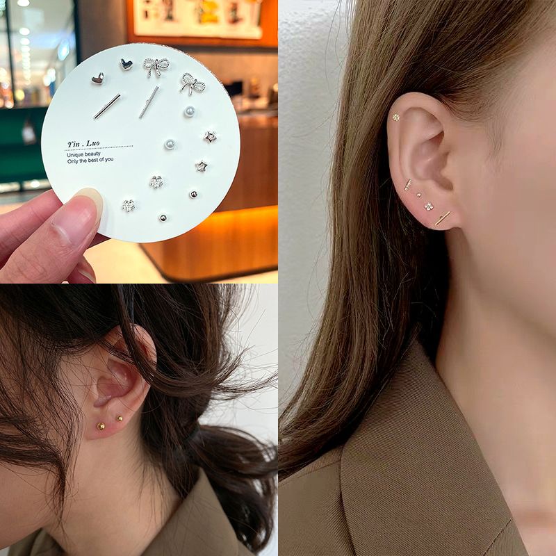 7 Pasang / Set Anting Tusuk Aneka Desain Gaya Simple Untuk Wanita