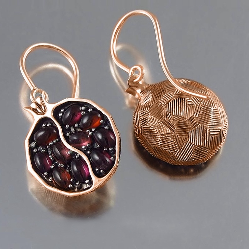 Anting Liontin Buah Delima Warna Silver Untuk Wanita