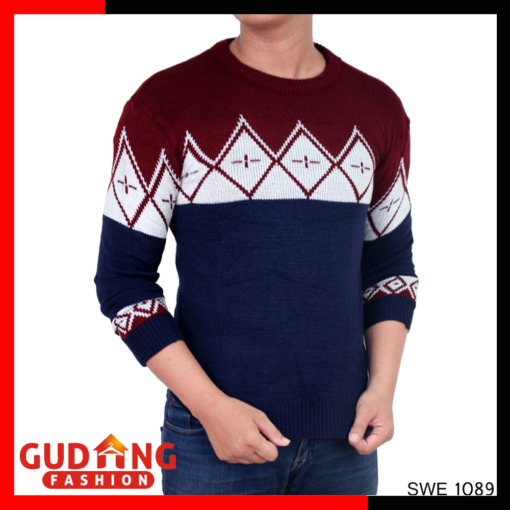 Sweater Pria Rajut Navy Model Terbaru - SWE 1089