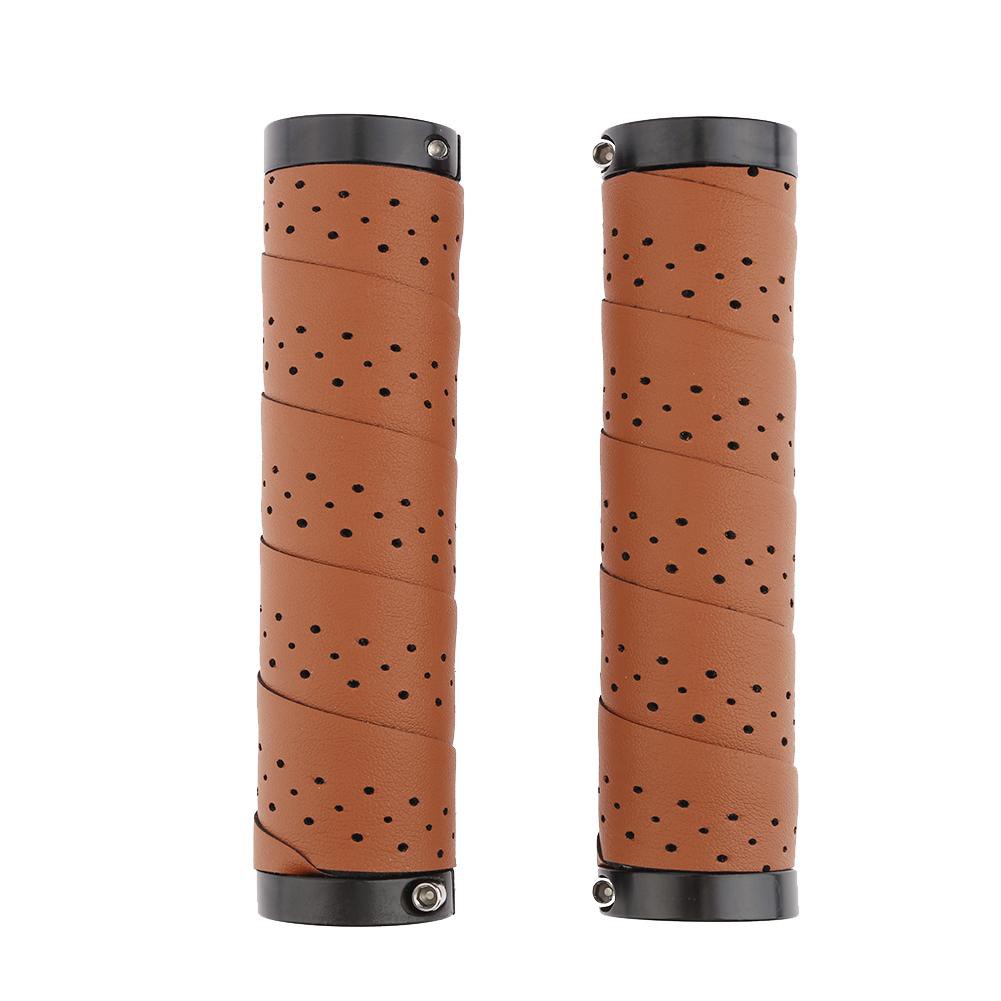 2pcs Vintage Bike Bicycle Leather Anti-skid Handlebar Cover Sleeve Grips