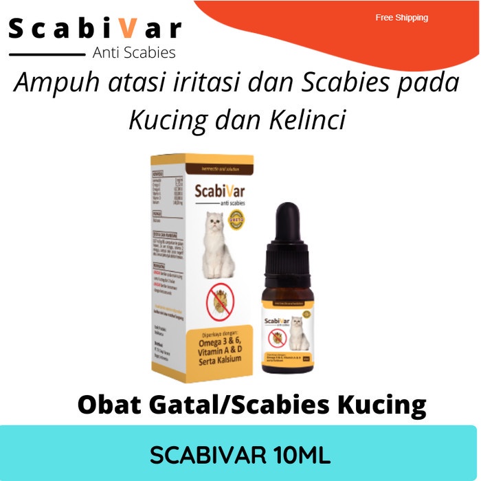 Obat Scabies Kucing Kelinci Scabivar 10ml Ampuh obati Skabies/gatal