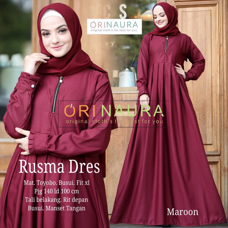 BK RUSMA DRES gamis dewasa polos toyobo busui original ORI NAURA
