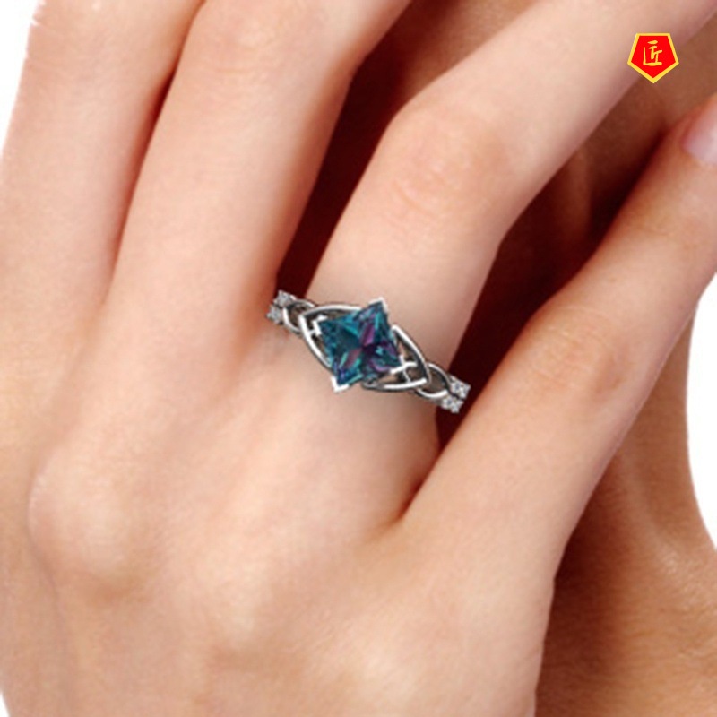 [Ready Stock]Creative Personality Colorful Topaz Ring