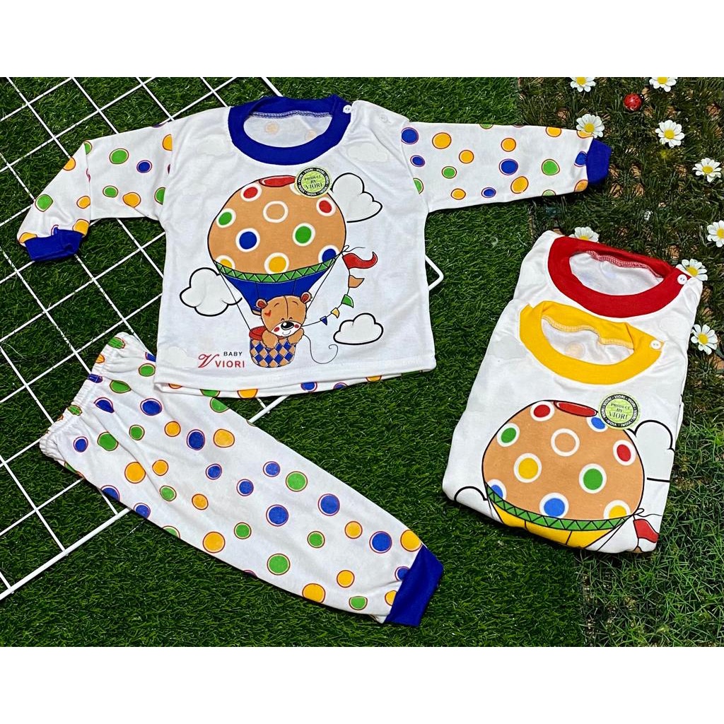 baju bayi setelan dasar putih cotton double balon 3-18 bulan