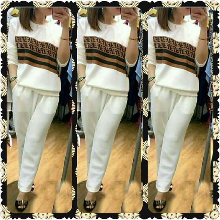 Setelan Remaja - Rahnem Sr 07 Merah - Baju Remaja Blus  VH710  Long Metris Fendi - Putih