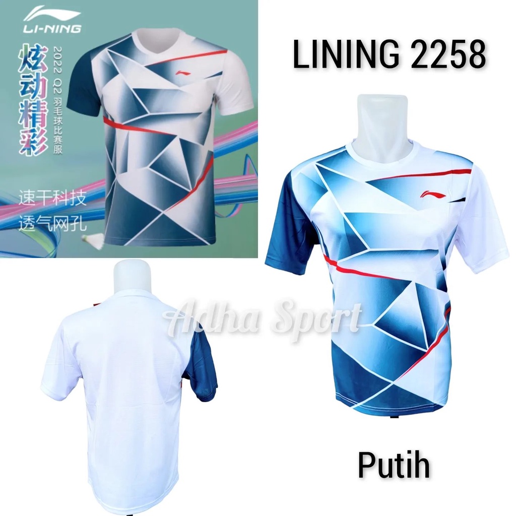 Kaos Badminton L 2258 / L2258 Putih ADHA SPORT