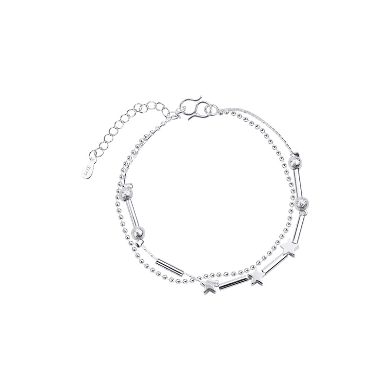 Candy Jewelry Fashion Star Bracelet Silver Plated Double Layer Chain Bracelets for Women Anklet Simple Ankle Chain