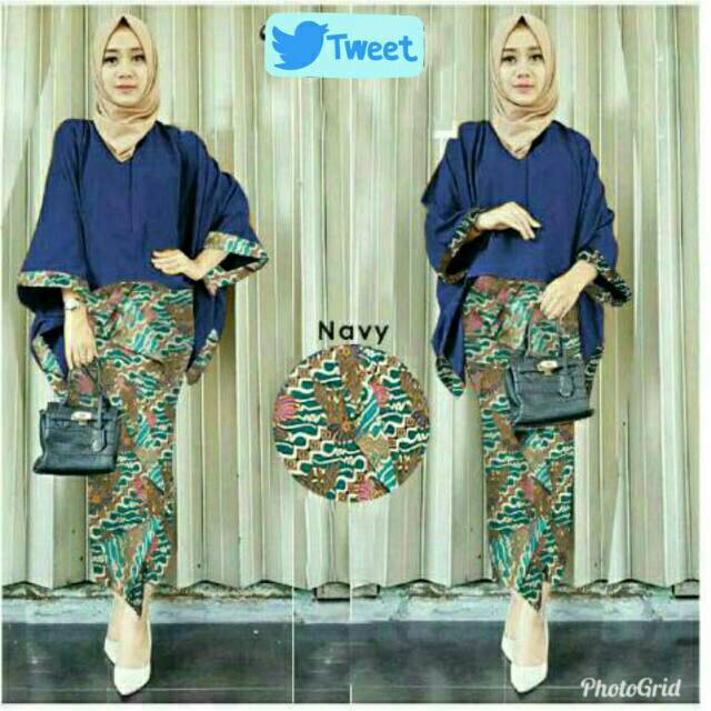 Setelan set st kebaya batik hijab muslim wanita perempuan jumbo big size XL murah
