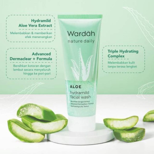 Wardah Nature Daily Aloe Hydramild Facial Wash 60 ml / Wardah Nature Daily Aloe Hydramild / Wardah Nature Daily Series