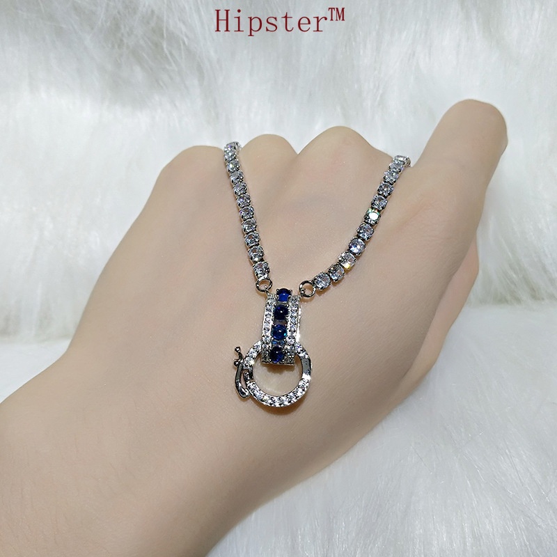 New Fashion Luxury Full Diamond Natural Red Crystal Buckle Pendant Necklace