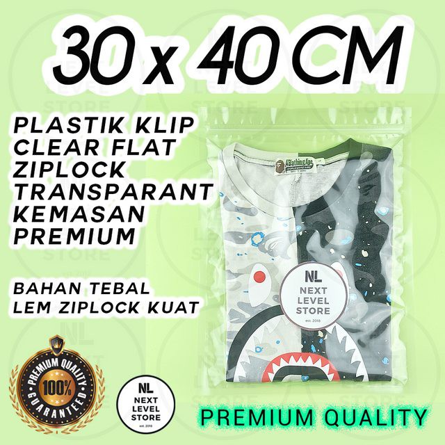 Plastik Klip CLEAR FLAT 30x40 cm Ziplock Kemasan Transparant Premium