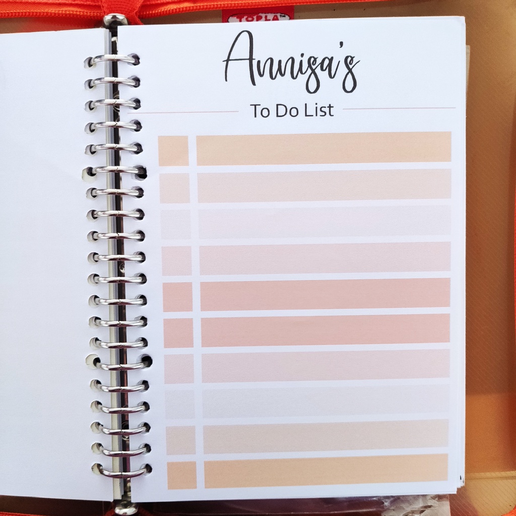 

(Custom Nama) To Do List Kertas Binder A5 100gsm 20 Rings Lembar Catatan Schedule Daily Planner