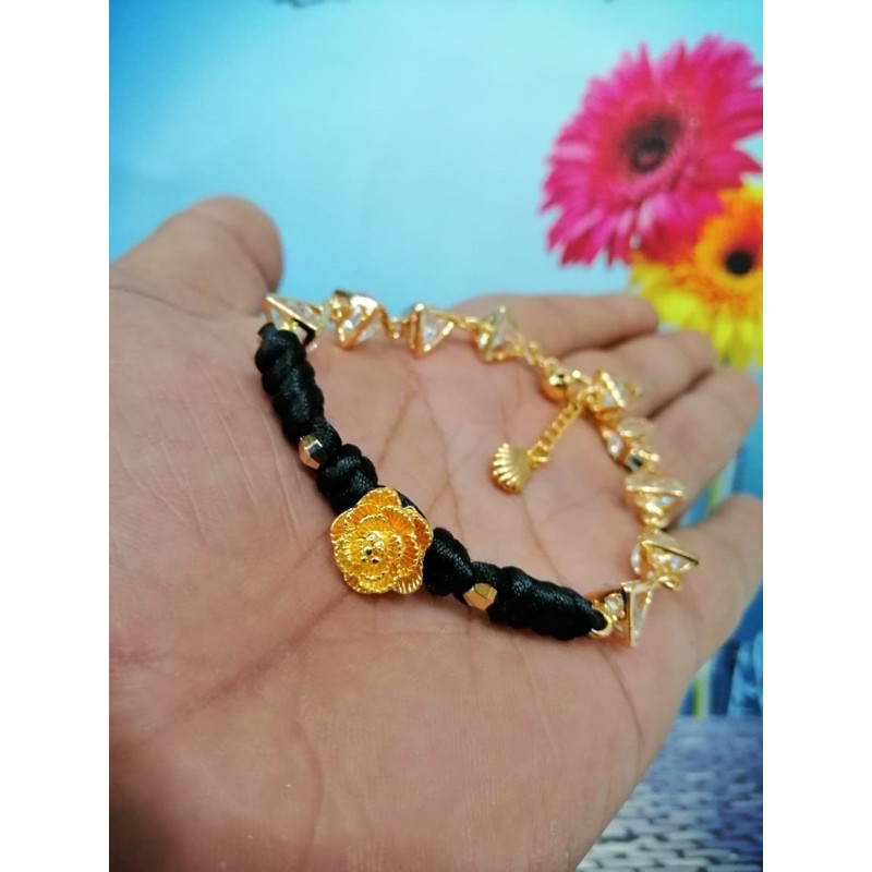 gelang tangan wanita //gelang permata //gelang rajut //perhiasan lapis emas emas