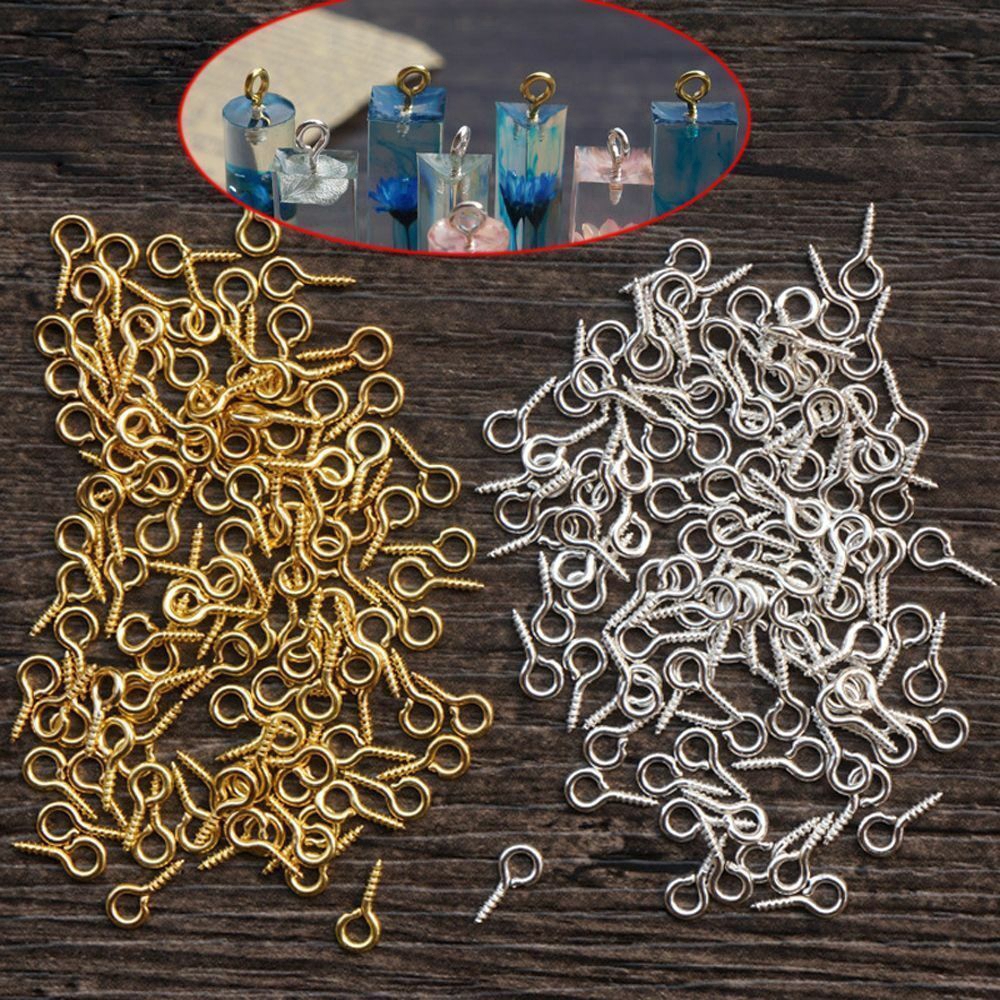 300Pcs Mini Screw Eye Pins for Jewelry Making Pearl Beads Eyepins Hooks Eyelets Screw Clasps Hooks for Pendant