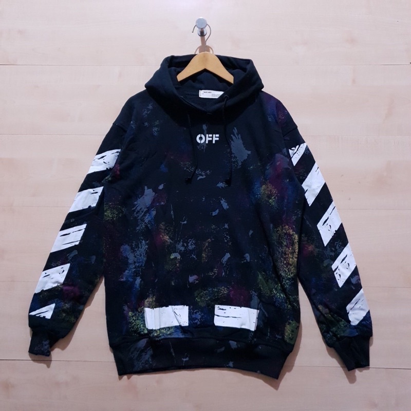 JAKET HOODIE OFF WHITE GALAXY HITAM IMPORT ORIGINAL