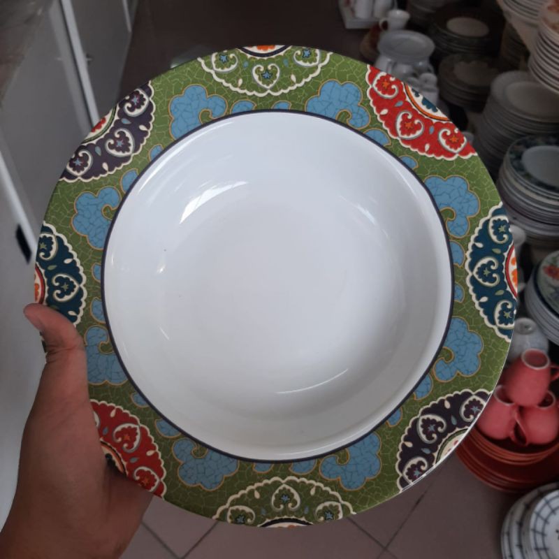 MAROKO SOUP PLATE PIRING KERAMIK SANGO MOTIF MAROCO MAROKO PIRING MAKAN CEKUNG KOLEKSI LEBARAN