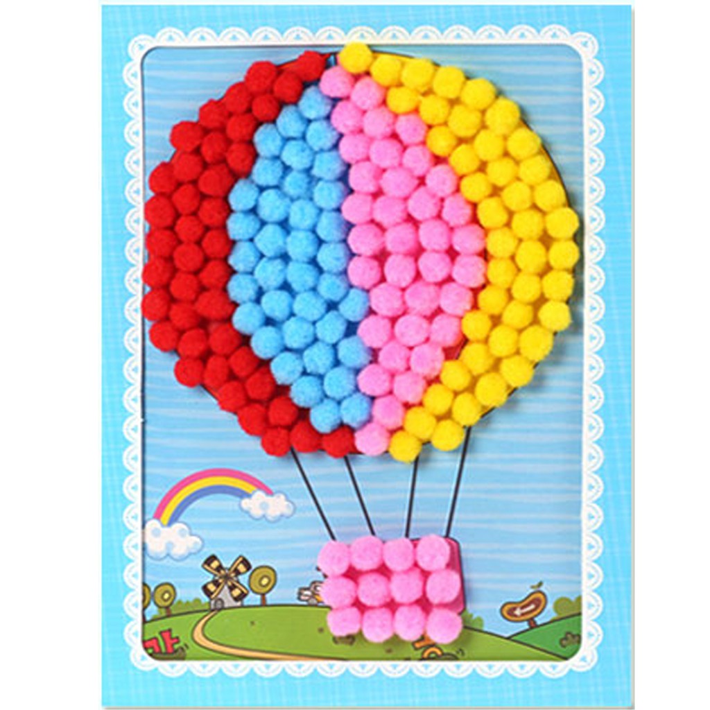 ED24 TEMPEL POM POM, DIY MAINAN EDUKASI ANAK STICKER PRAKARYA GOODIE BAG MONTESSORI IMAJIKIDO-Balon udara/Balloon