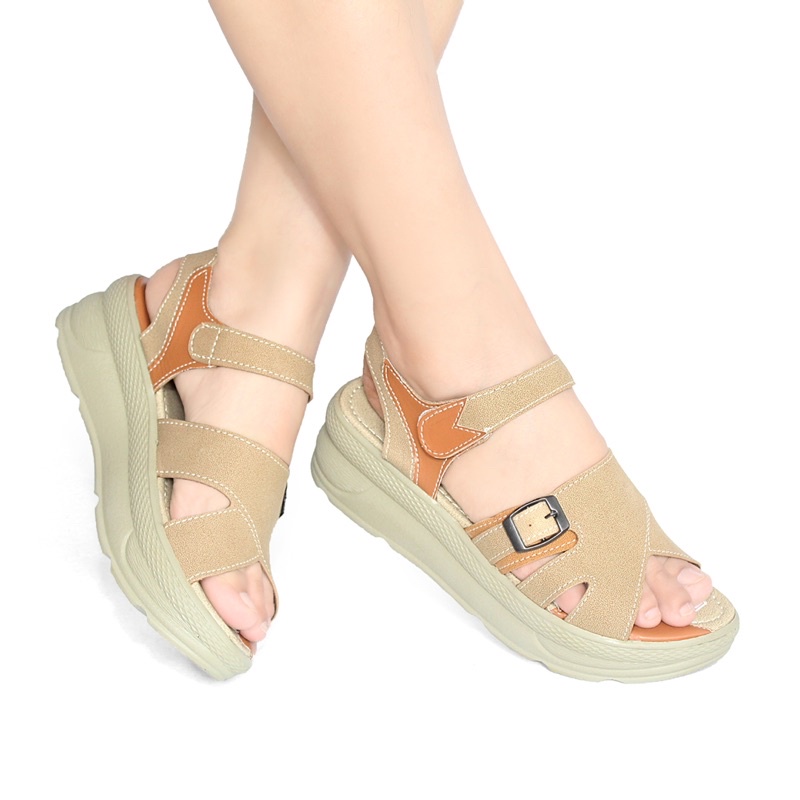 WEDGES SANDAL TALI 5cm ORI MULAN WANITA CASUAL SENDAL PEREMPUAN TERBARU MURAH KARET PESTA 2440-3