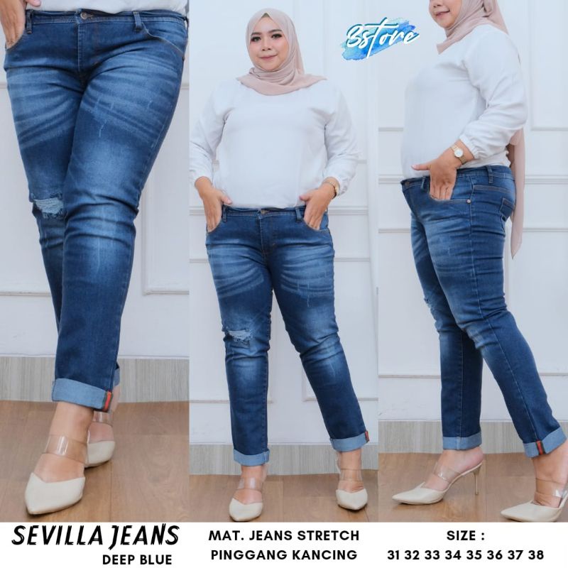 NEW//SEVILLA JEANS ORIGINAL IMPORT QUALITY CELANA CEWEK BAHAN ADEM MELAR PINGGANG KANCING
