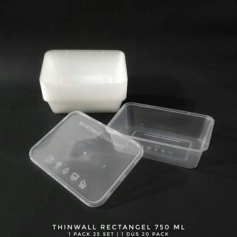 ECER thinwal kotak plastik nasi 750 ml envi persegi panjang