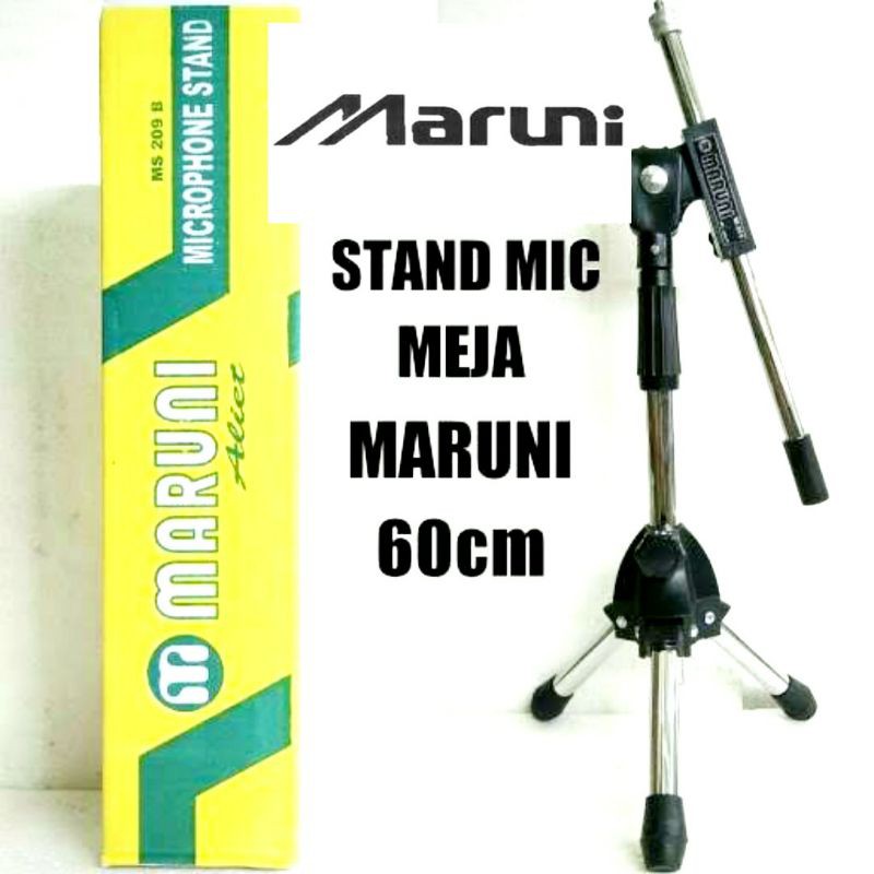 Stand crome mic maruni pendek plus holder penjepit mic