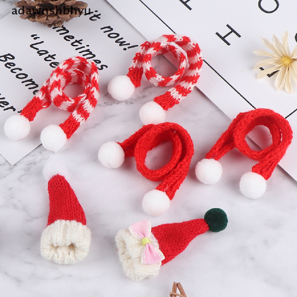 (adawnshbhyu) Miniatur Topi + Syal Natal Skala 1: 6 1: 12 Untuk Aksesoris Rumah Boneka