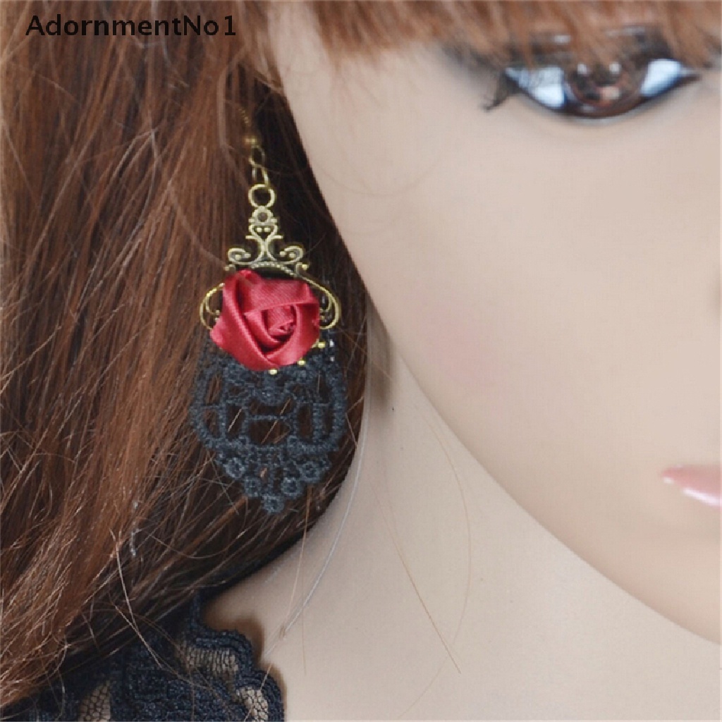 (AdornmentNo1) 1pc Anting Tusuk Gantung Desain Bunga Lace Gaya Gothic / Victoria / Retro / Vintage Untuk Wanita