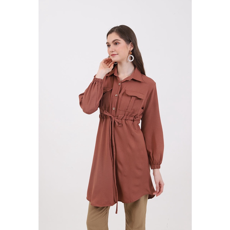 Berrybenka - Atasan Blouse Wanita Sofia Munara Drawstring Tops-7