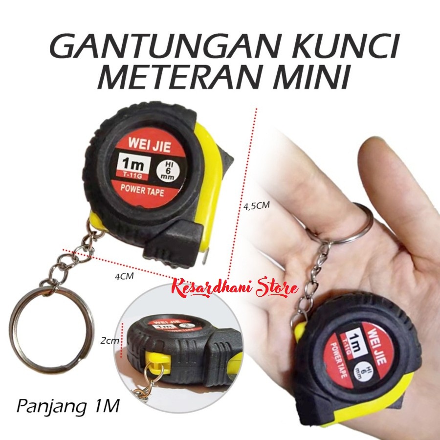 Meteran Portable Gantungan Kunci Meteran Mini Roll 1 meter 1M 1 M Portabel kecil mudah dibawa